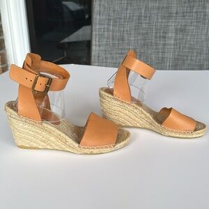 J Crew Corsica tan espadrille wedge shoes, size 8